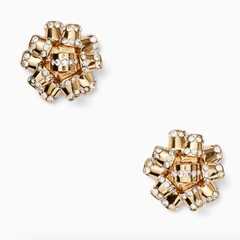 Kate Spade Gold Pave Bourgeois Bow Stud Earrings